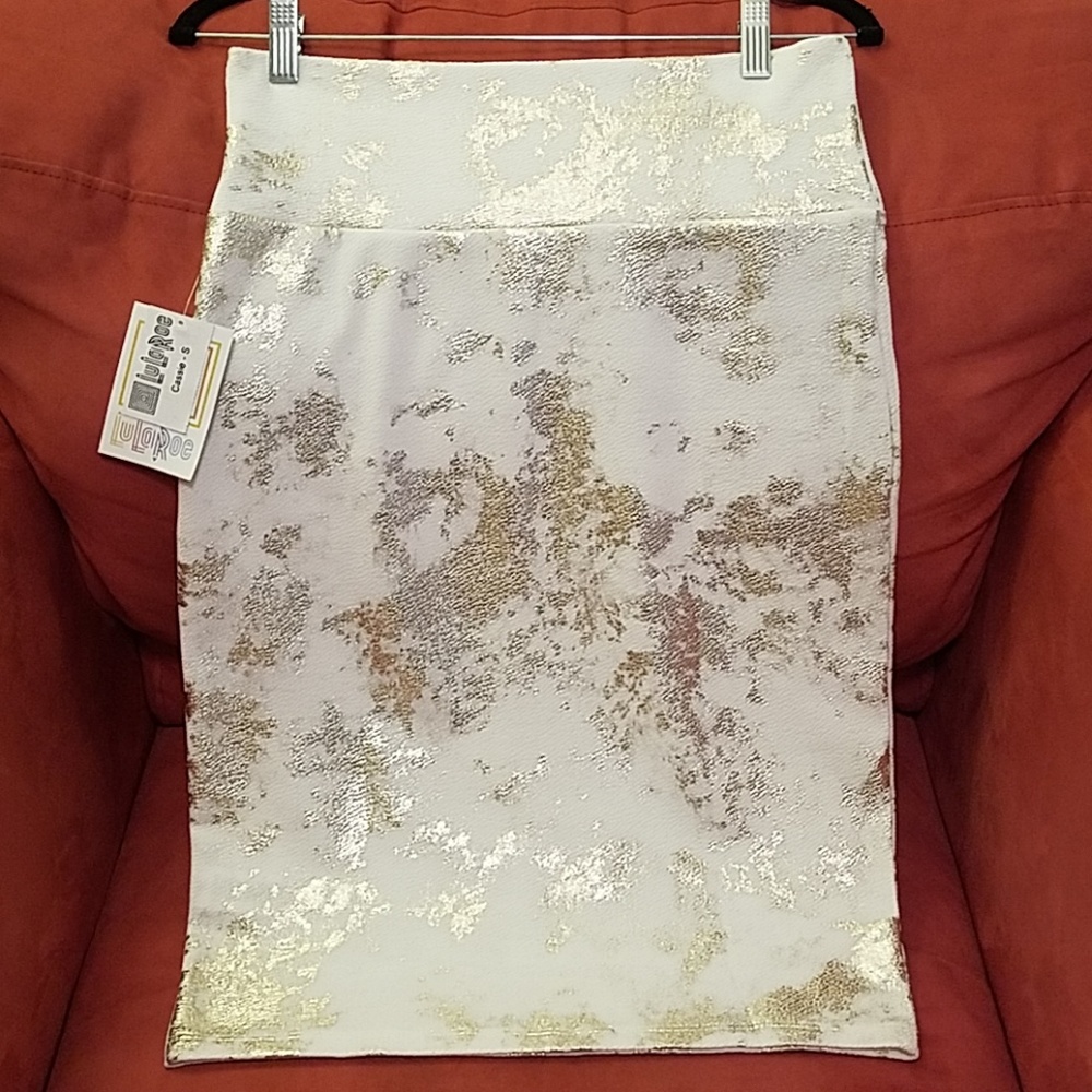 Gold & White LuLaRoe Cassie Skirt